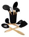 UTENSILLOS DE COCINA CAROL 6880 9 PZAS BAMBU NEGRO