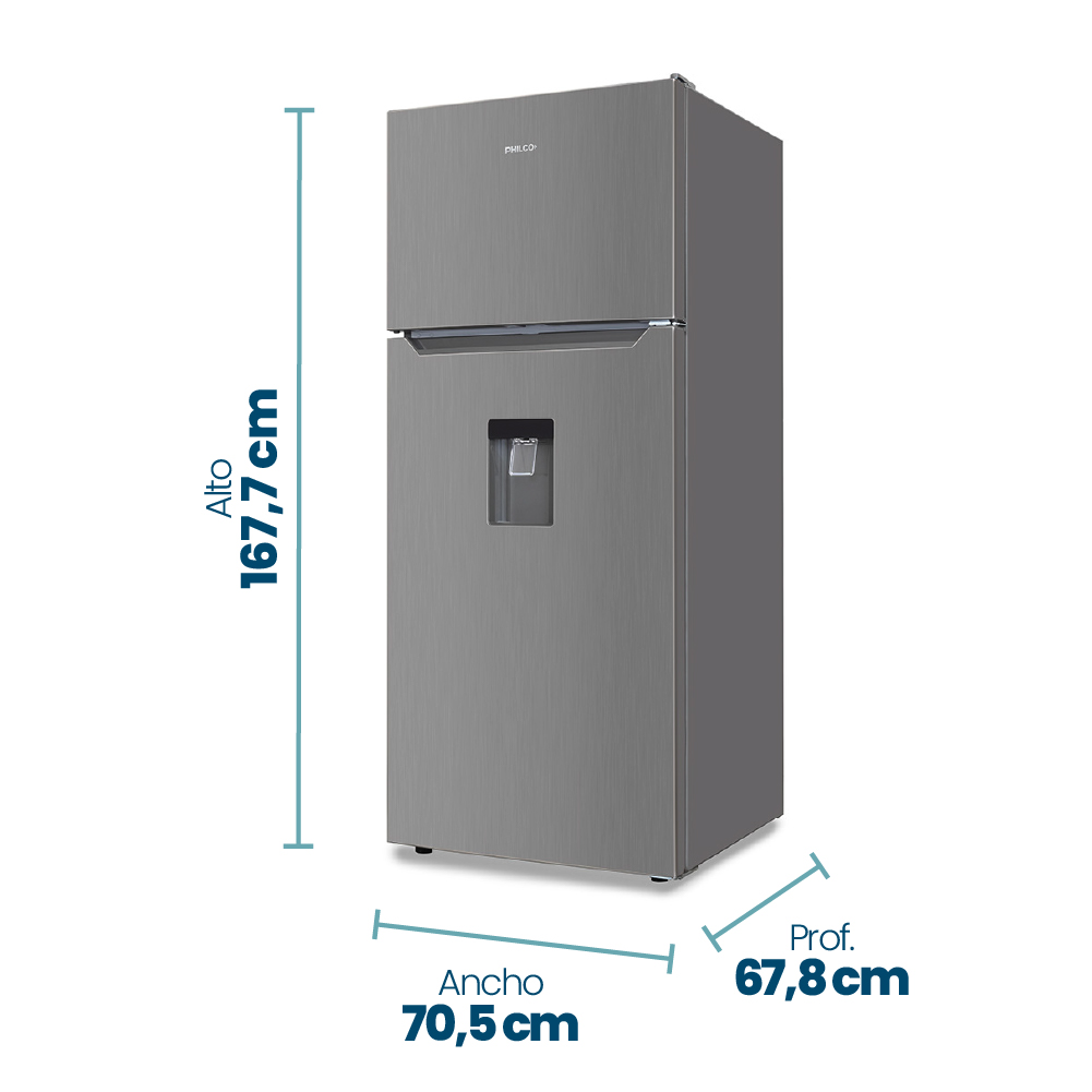 HELADERA PHILCO PHNT453XDI2 INVERTER 453 LT TOP MOUNT NO FROST DISP. INOX