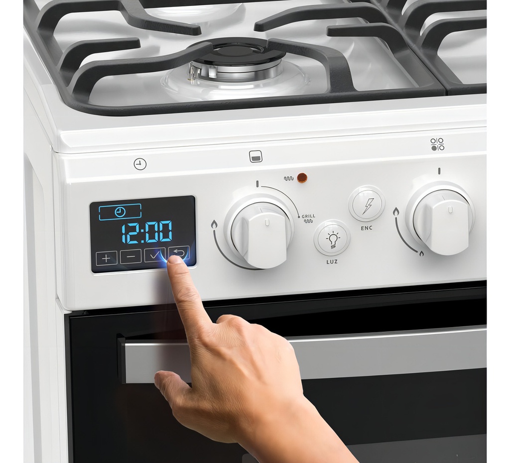 Cocina Ormay Evo A Gas 4 Hornalla Timer Digital Blanco
