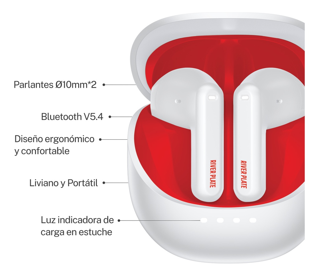Auricular In Ear X-view River Plate Bluetooth Color Blanco