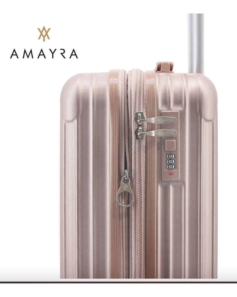 Valija Carry On Amayra 20 Abs 4 Ruedas 360 Oro Rosa Lisa