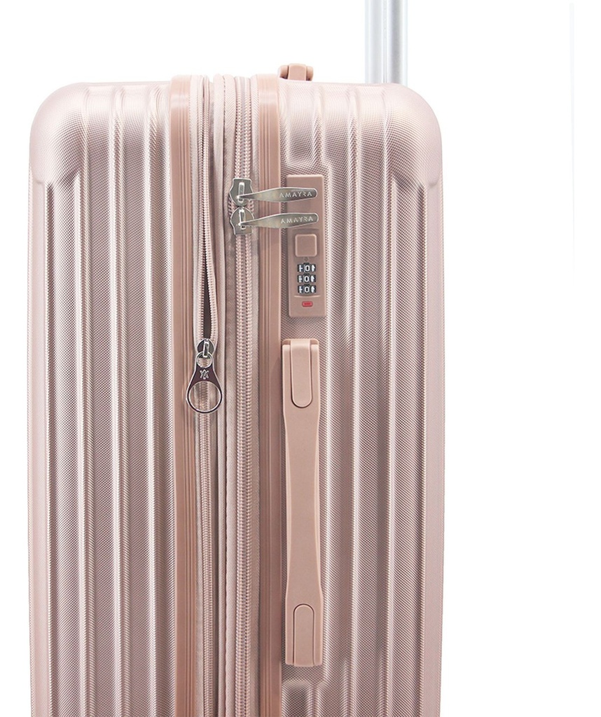 Valija Amayra 24 Mediana Abs 4 Ruedas 360 Oro Rosa Lisa