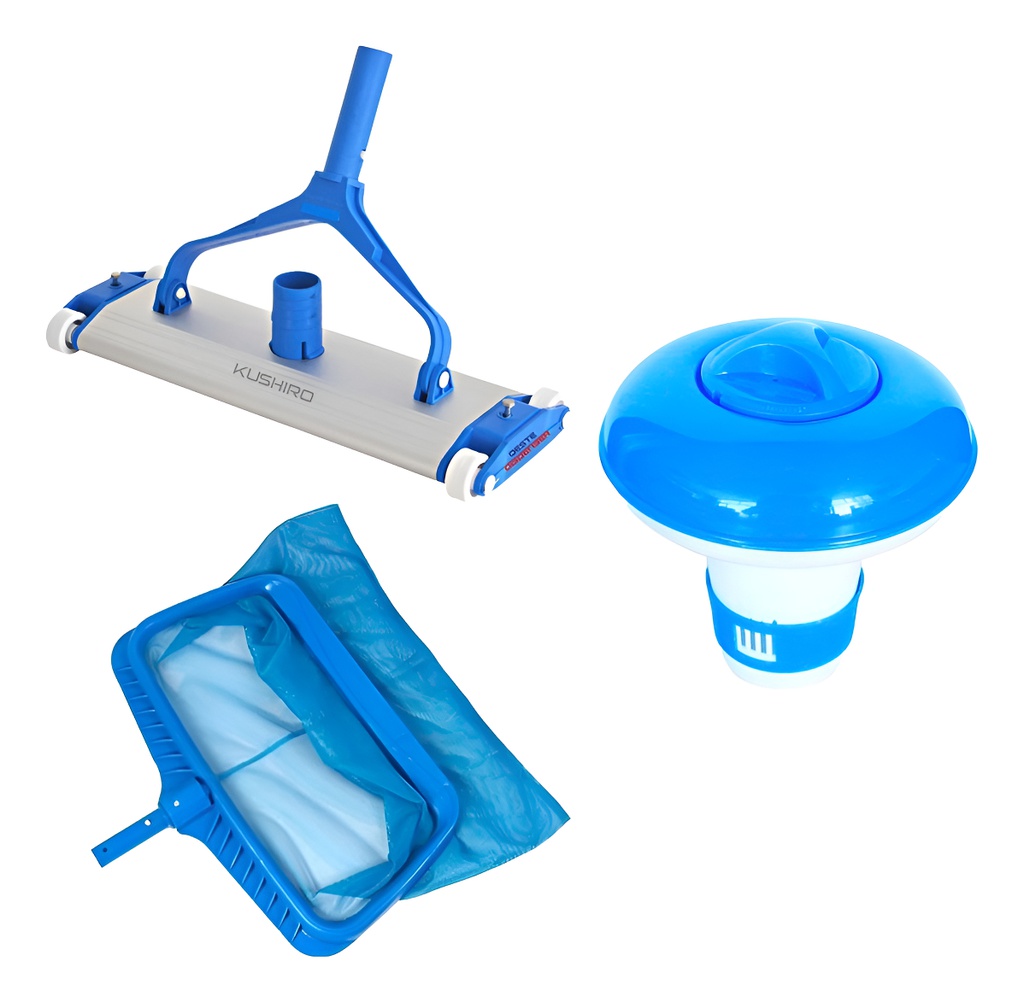 Kit Pileta Limpieza Kushiro Sacahojas Boya Limpiafondo Combo