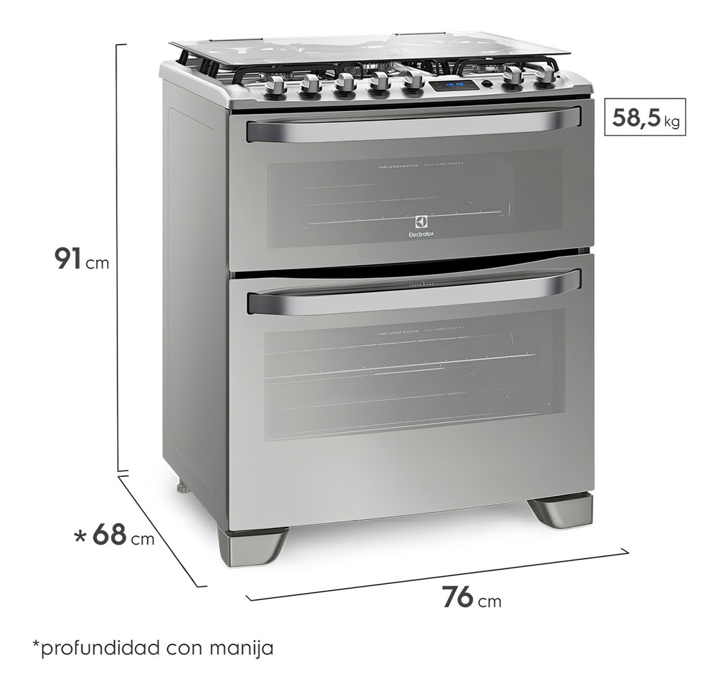 Cocina Electrolux 76dxr Doble Horno Acero Inoxidable Visor