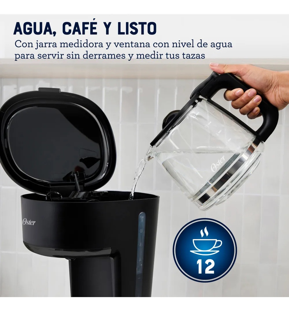 Cafetera De Filtro Oster Dcs121b 12 Tazas Negra Negro