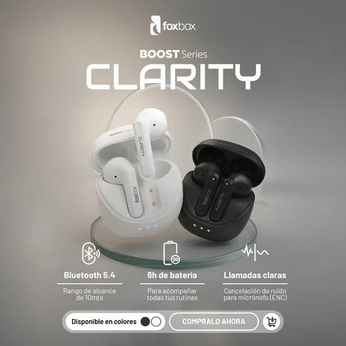AURICULAR INALAMBRICO FOXBOX BOOST CLARITY NEGRO