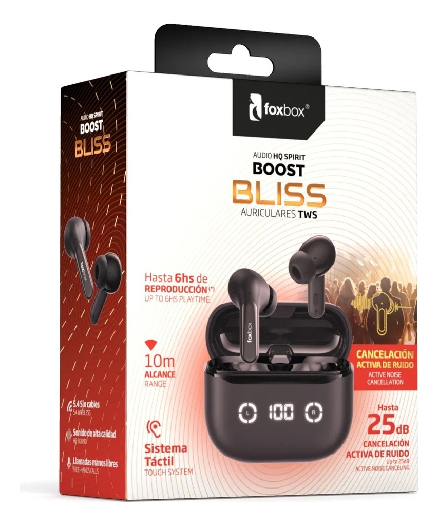 Auricular Inalambrico Tws Foxbox Boost Bliss Negro
