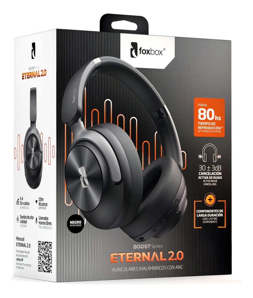 AURICULAR INALMBRICO FOXBOX BOOST ETERNAL 2.0 NEGRO