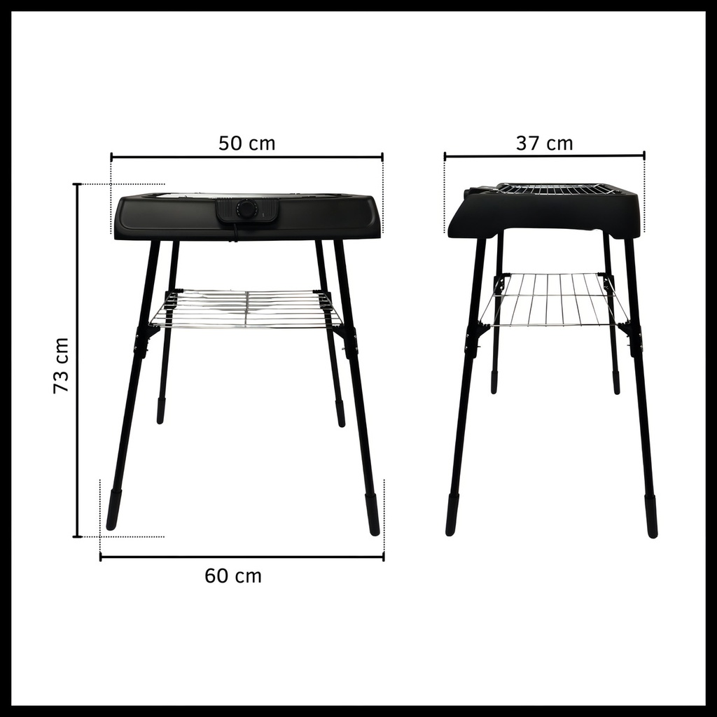 Parrilla Eléctrica Criollo Kanji De 2000w Con 6 Temperaturas Negro
