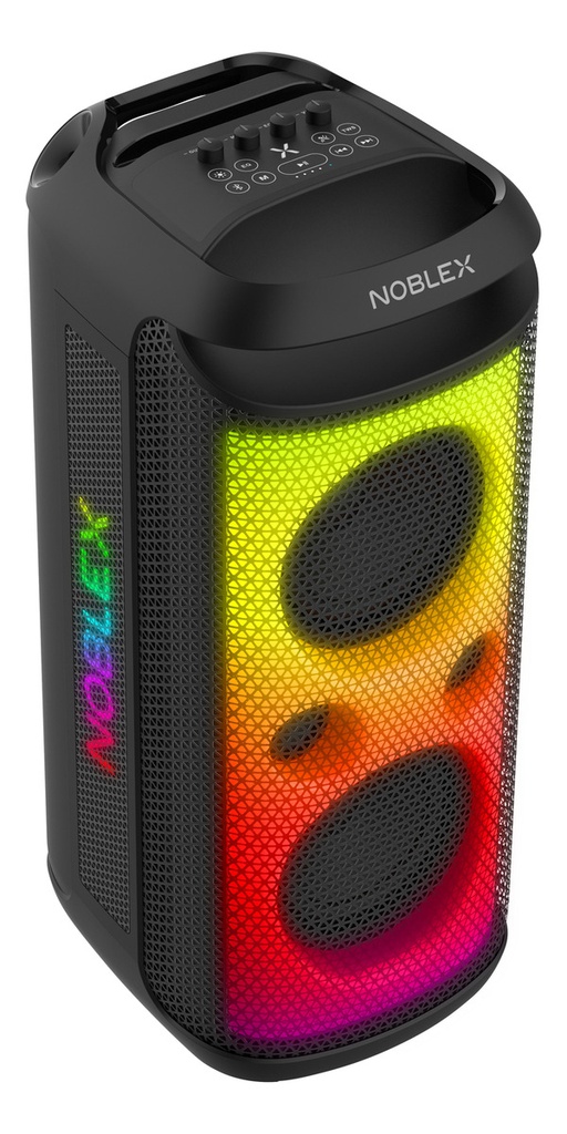 Torre De Sonido Noblex Mnx1600 5200w Karaoke Doble Woofer Negro