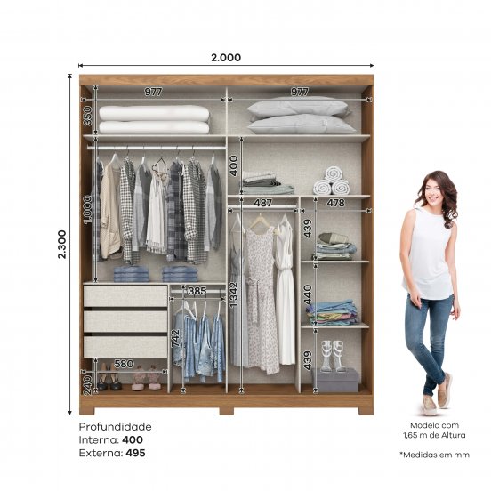 ROPERO HENN VERG D239-166 2 PUERTAS NATURAL/GRIS
