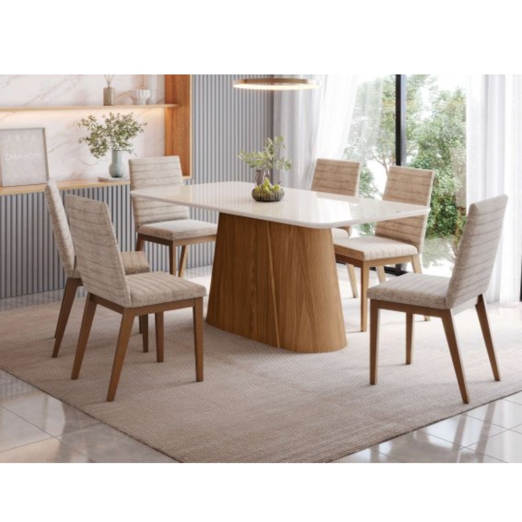 MESA HENN OLIVIA SC116-127 1.60 C/VIDRIO NATURAL/OFF WHITE