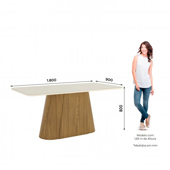 MESA HENN OLIVIA SC120-127 1.80 C/VIDRIO NATURAL/OFF WHITE