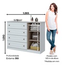 Comoda Henn Americano D715-05 1 Puerta 4 Cajones Blanco Blanco