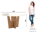 Mesa Henn Vertice Sc131-127 1.40 Redonda C/vidrio Natural Beige Natural