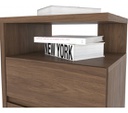 Mesa De Luz Henn Campeche 2 Cajones 1 Estante Brillante Castaño