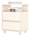 Mesa De Luz Henn Campeche 2 Cajones 1 Estante Brillante Off White