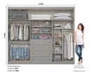 Ropero Henn Americano D205-05 6 Puertas Blanco Gris