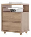 Mesa De Luz Henn Campeche 2 Cajones 1 Estante Pintura Uv Marrón