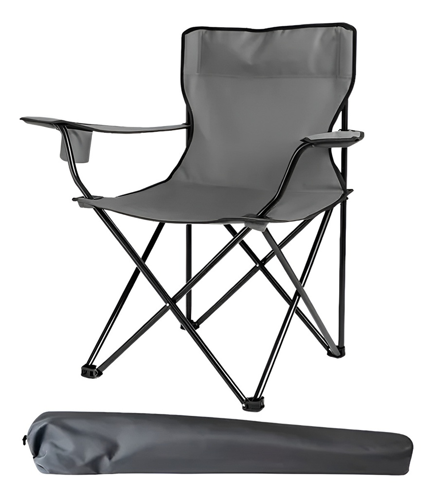 Silla Plegable Director Tlh-8032 Con Apoya Vasos Gris