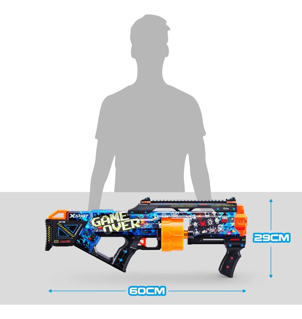 PISTOLA BLASTER LANZA DARDOS X-SHOT SKINS LAST STAND ZURU – INCLUYE 16 DARDOS