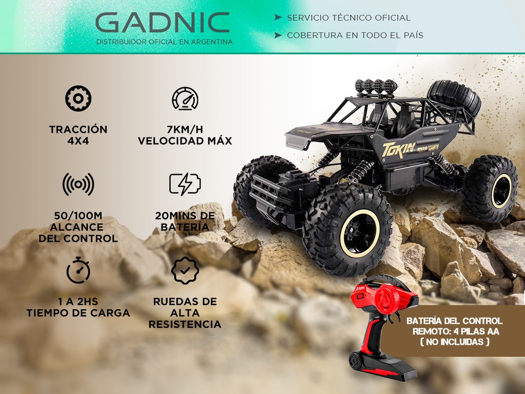Camioneta 4x4 Gadnic 1:12 Control Remoto Todo Terreno Negro