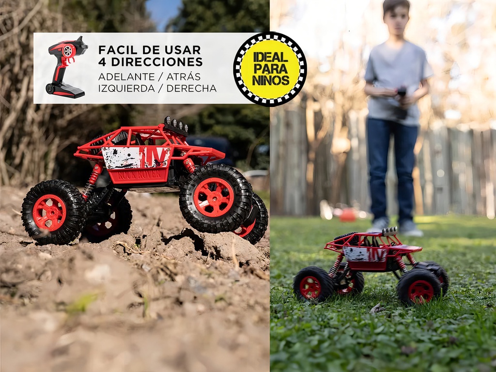 Camioneta Monster Gadnic Rcwl031r 4x4 Control Remoto Roja Rojo