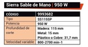 Sierra Sable Dowen Pagio De Mano 950w 9993682