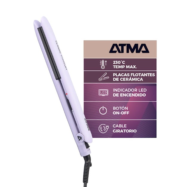 PLANCHA DE PELO ATMA PL8833P CLASSIC TITANIUM BEAUTY