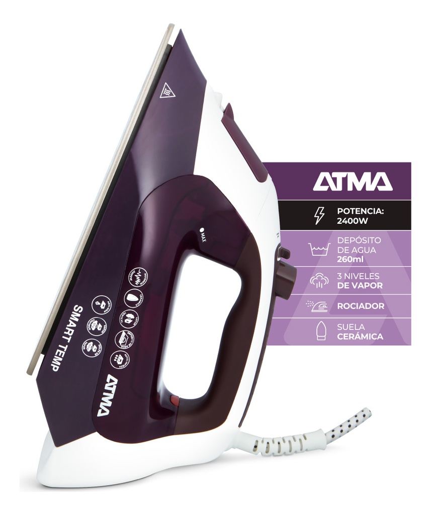 Plancha A Vapor Smart Pav2417 Violeta Oscuro 260ml Atma Violeta Oscuro