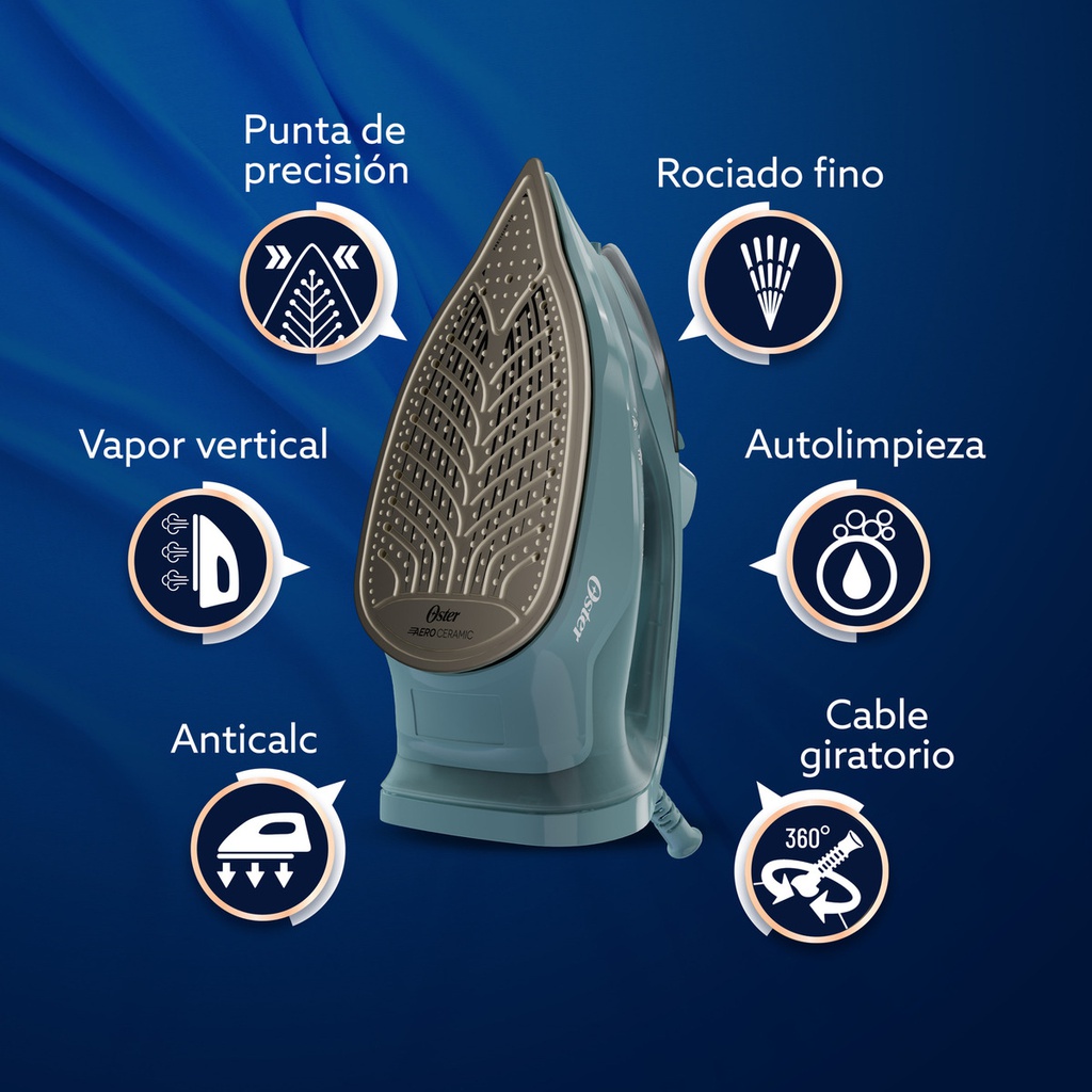 Plancha De Vapor Oster Serie 220v Aeroglde Verde Azul Acero