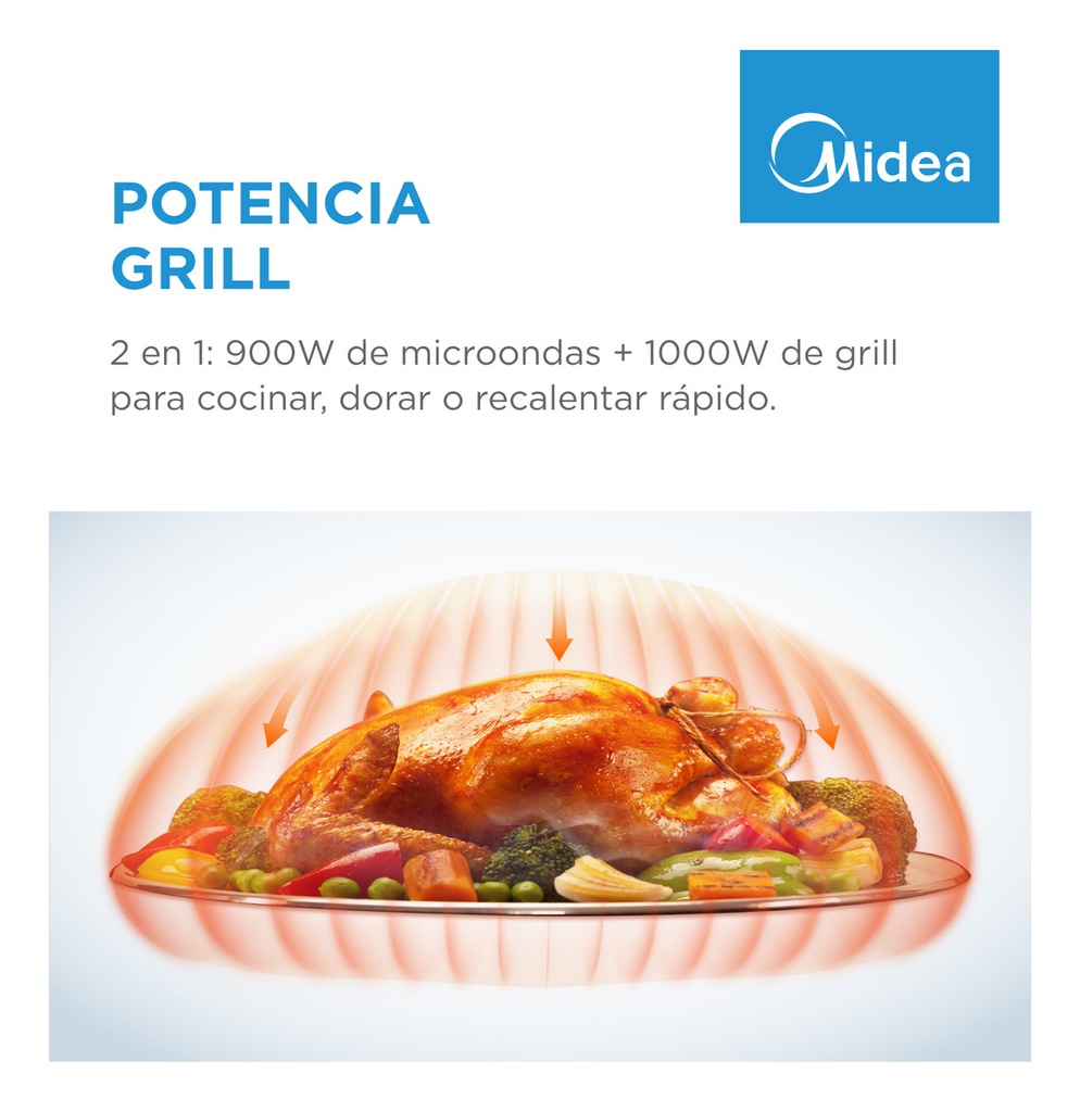 Microondas Midea 29 L Digital Con Grill Gris Basalto