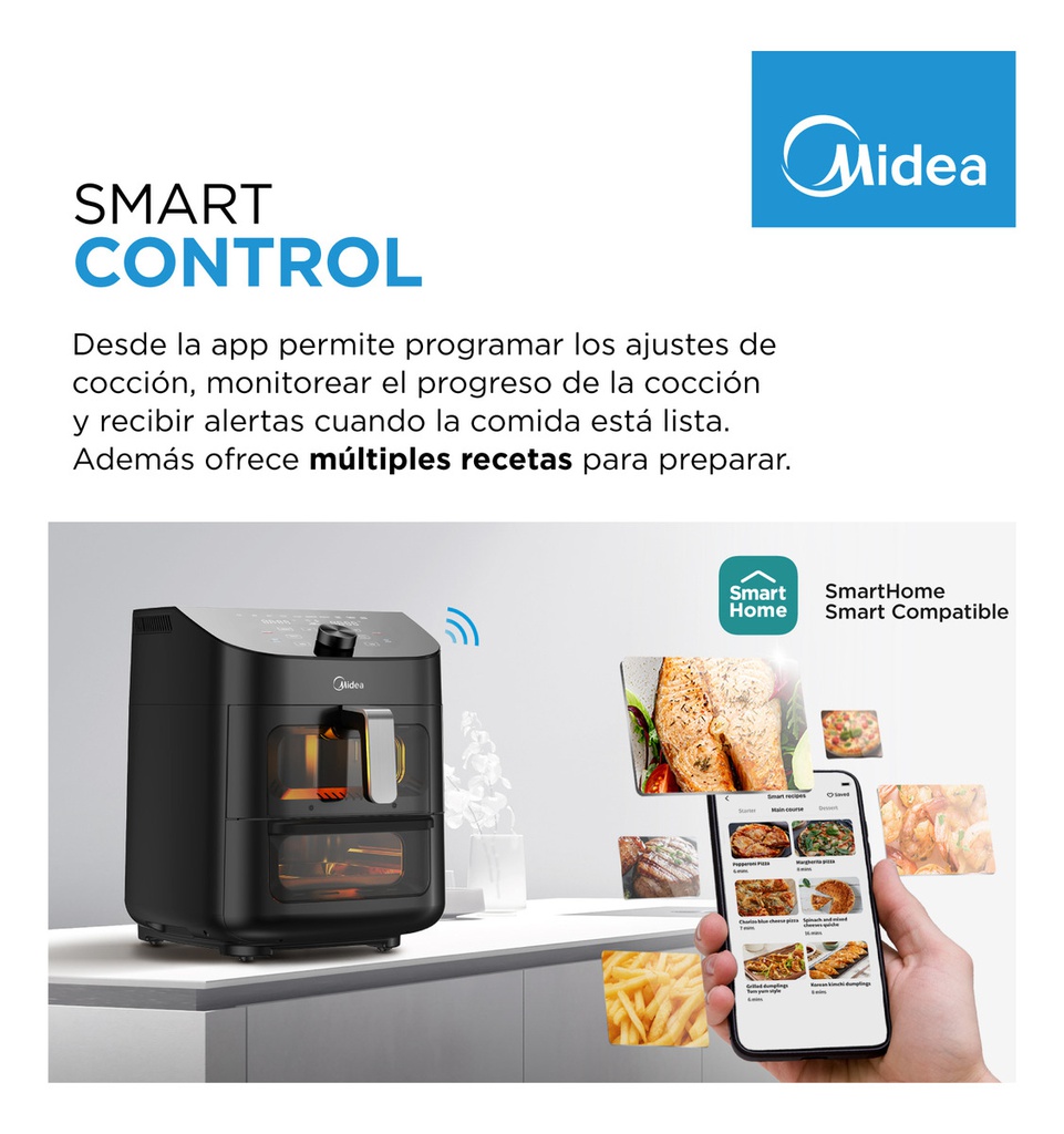 Freidora De Aire Digital Midea 11l Smart 2 Zonas Af-d211bar1 Negro