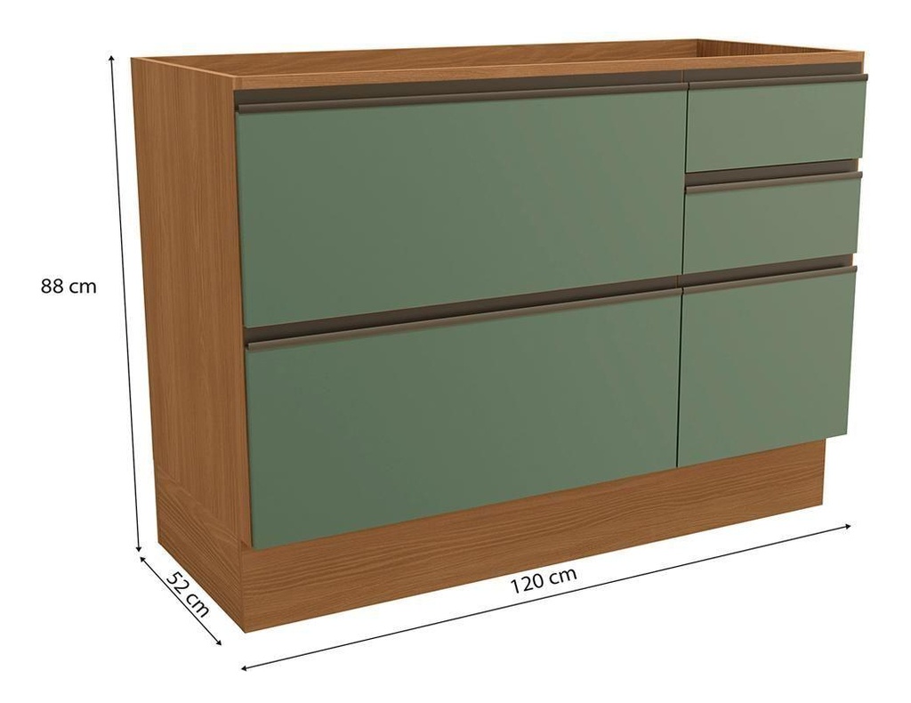 Bajo Mesada Kappesberg Maxxi G746-cnve 120cm Canela Verde Verde Y Canela