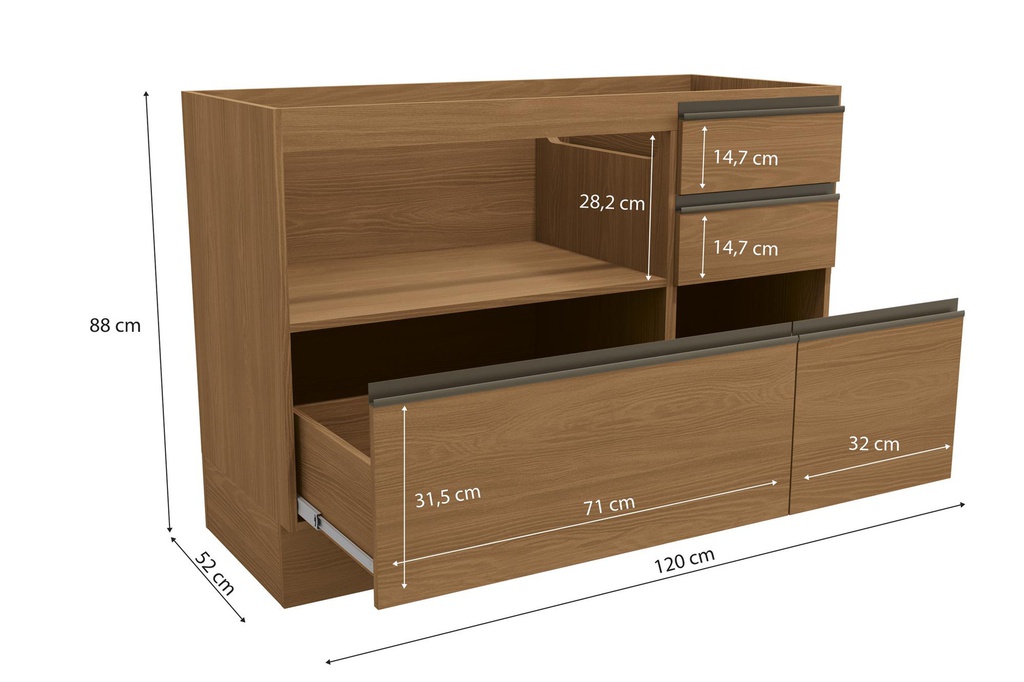 BAJO MESADA KAPPESBERG MAXXI G746-CN 120CM CANELA