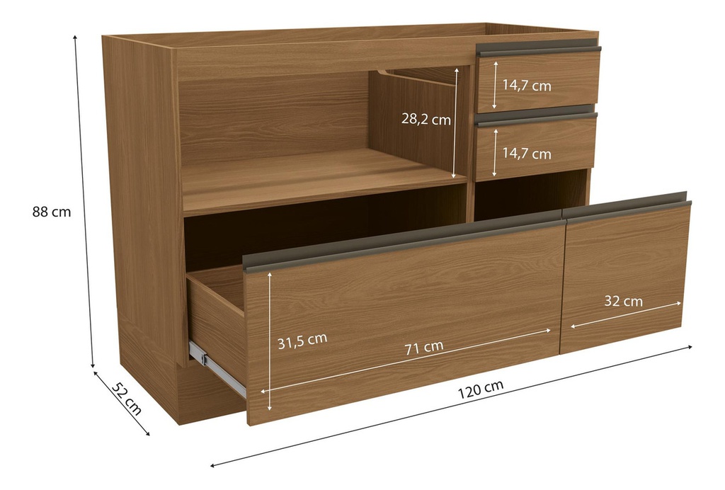 Bajo Mesada Kappesberg Maxxi G746-cn 120cm Canela Canela