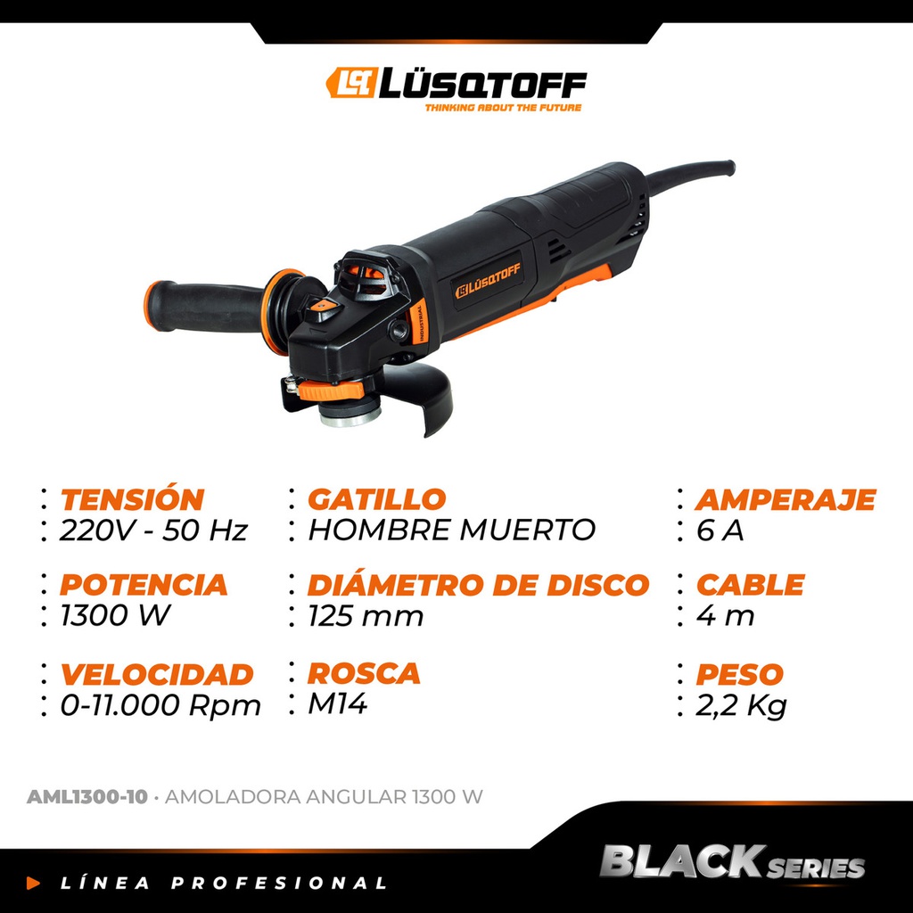 Amoladora Angular Lusqtoff Aml1300-10 1300w 125mm Negro 50
