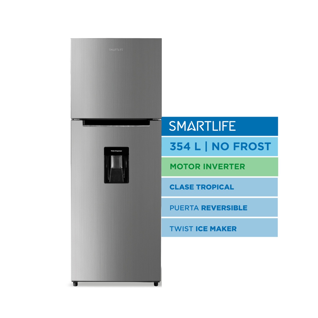 Heladera Smartlife Con Dispenser No Frost Inverter 354l Gris
