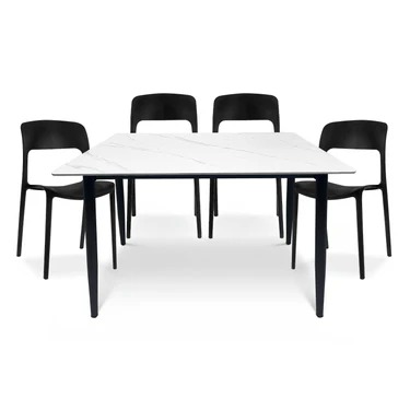 COMBO GARDENLIFE V7648 MESA SIMIL PIEDRA MARMOL BL + SILLA NINA x4 UND NG