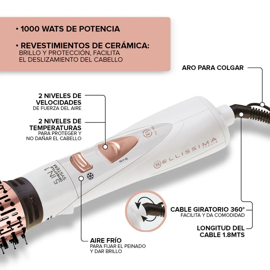 CEPILLO SECADOR BELLISIMA GH18 1100 5 EN 1 1000W