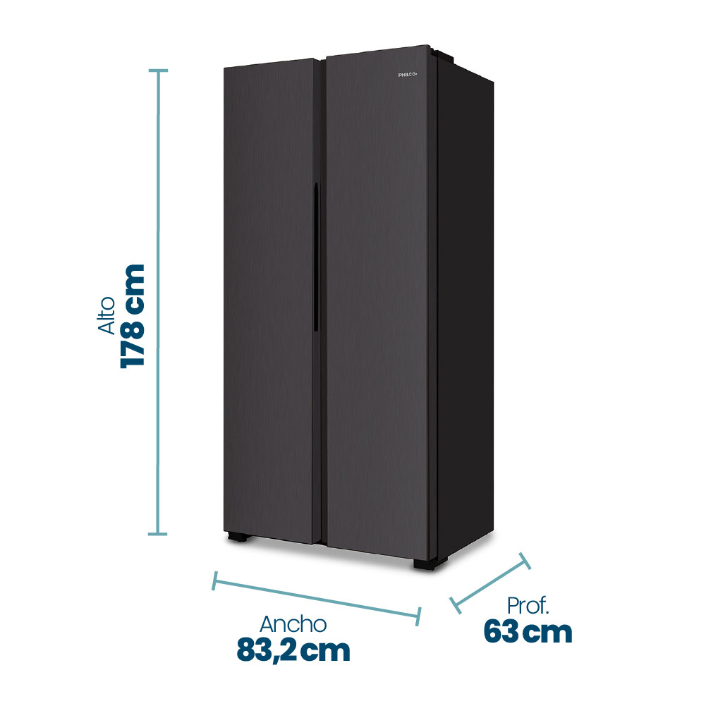HELADERA PHILCO PHSB450N SBS NO FROST 428L NEGRA