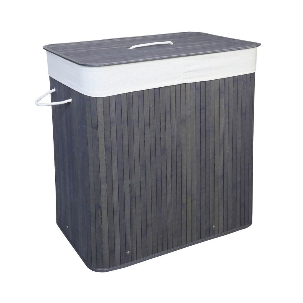 CESTO DOBLE PLEGABLE BAMBU VONNE ORG117 RECTANGULAR GRIS