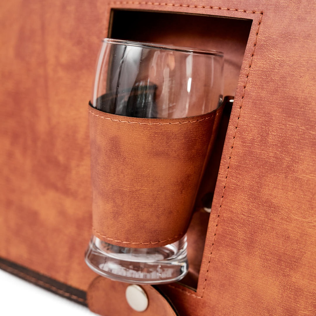 SET ASADO BODELO VASO VIDRIO MARRON