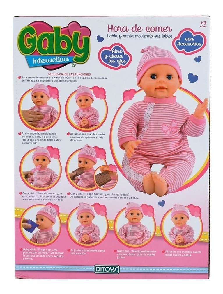 Muñeca Bebote Gaby Hora Comer Interactiva Habla Canta Ditoys