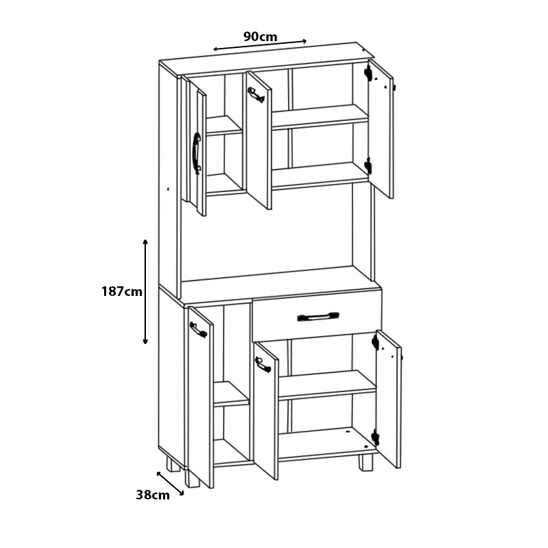 KIT COCINA ORLANDI PREMIUM BLANCO 0.90CM COD 655