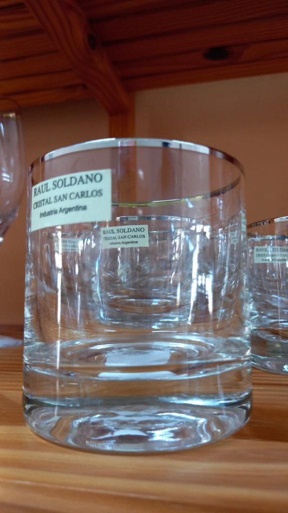 VASO WHISKY  CRISTAL PLATINO X6