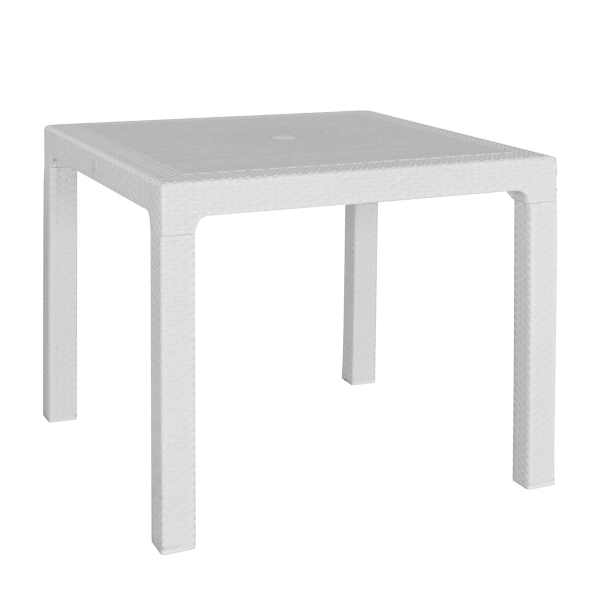 MESA HARMONY CUADRADA BLANCA 90 CM SIMIL RATAN 16274