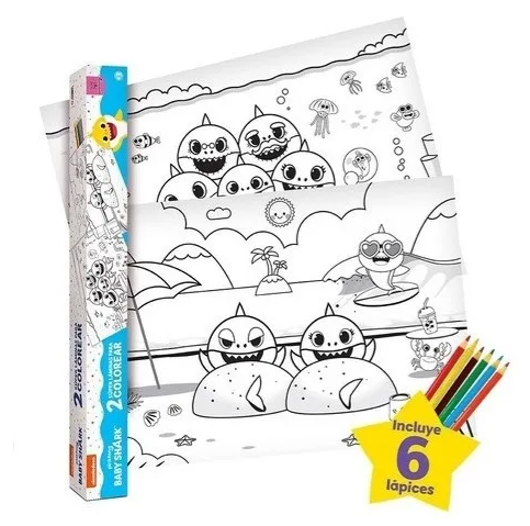 JUEGO BABY SHARK 2 LAMINA PARA COLOREAR 174329
