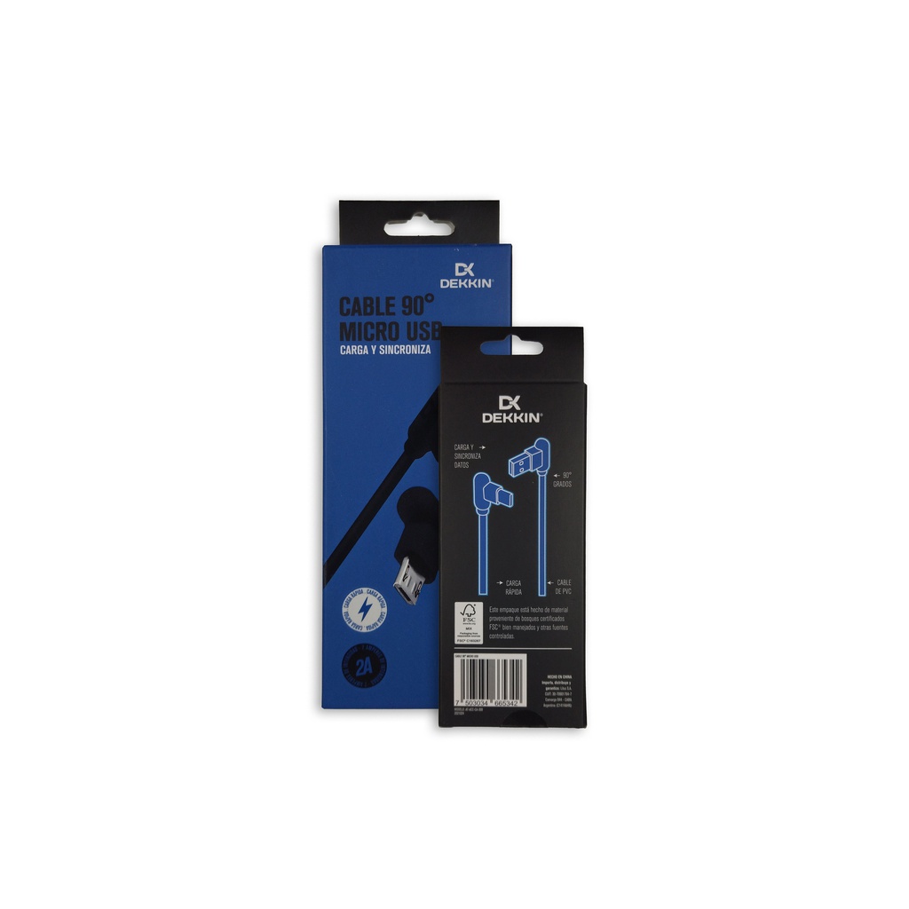CABLE MICRO USB 90º DEKKIN CA-309 N