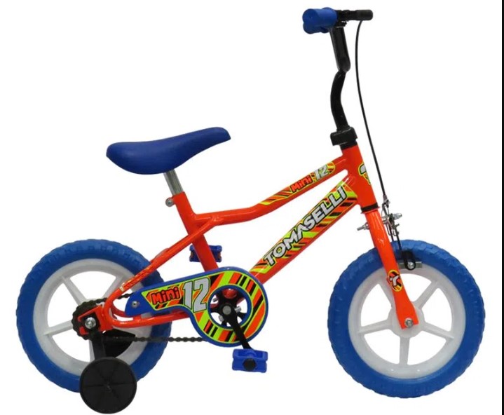 BICICLETA TOMASELLI MINI R12 RUEDA MACIZA NARANJA